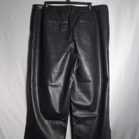ELOQUII Women's Black Faux Leather Straight Leg with Split Hem Pants Size 22 NWT - Picture 2 of 11